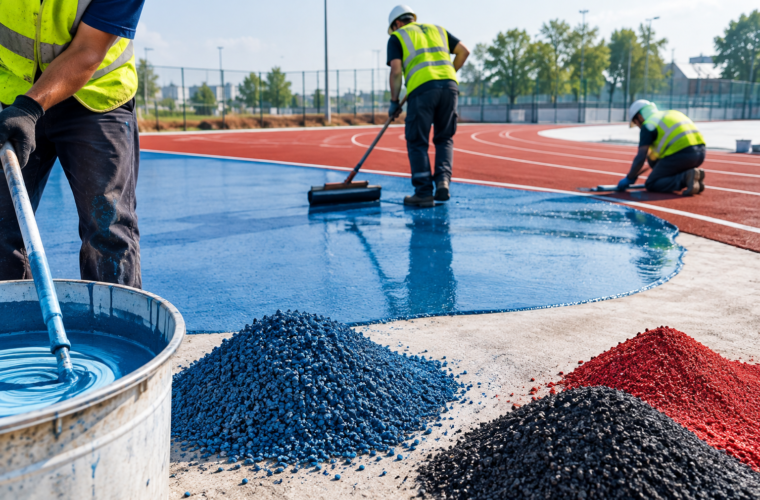 PU binder used in sports flooring systems with rubber granules
